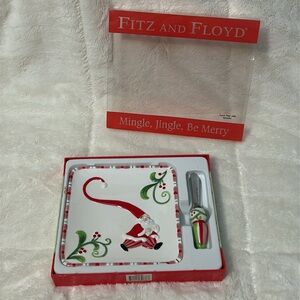 Fitz and Floyd Santa Snack Plate and Spreader Set